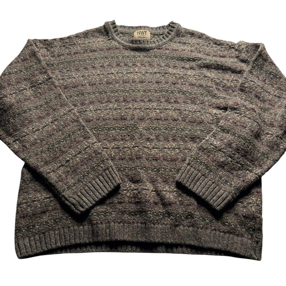 Vintage Northwest Territory Men's XL Multicolor Textured Knit Crewneck Sweater